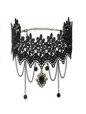 Black Lace Gothic Pendant Choker Necklace